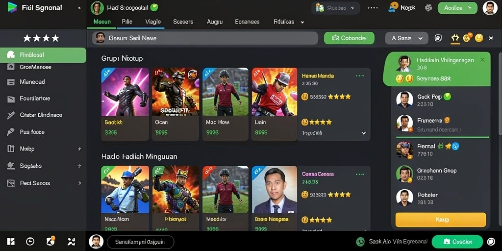 Fitur sosial untuk berinteraksi dengan pemain lain.